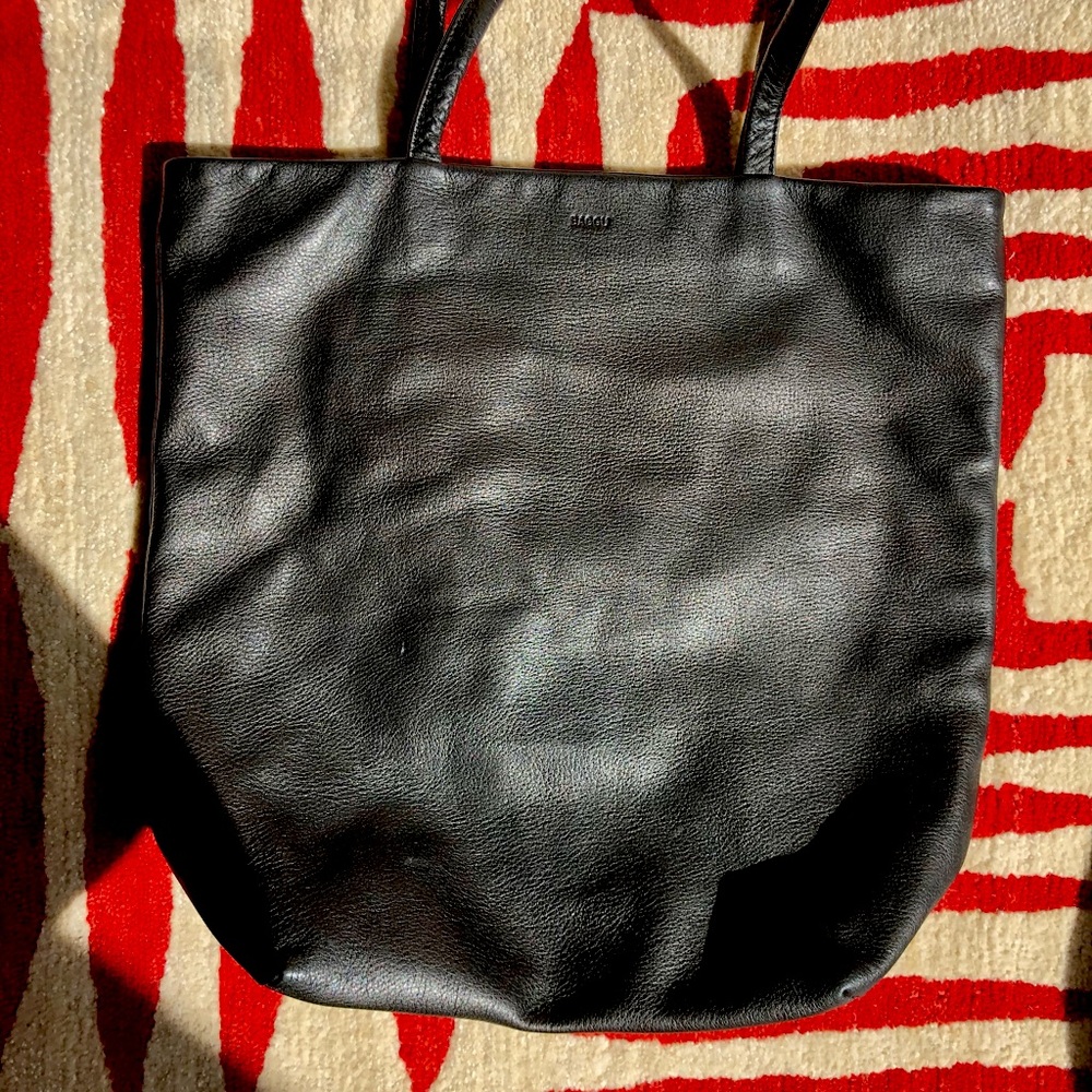 BAGGU Large Leather Tote